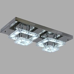 Lámpara de techo moderna contemporánea de metal cromado y cristal