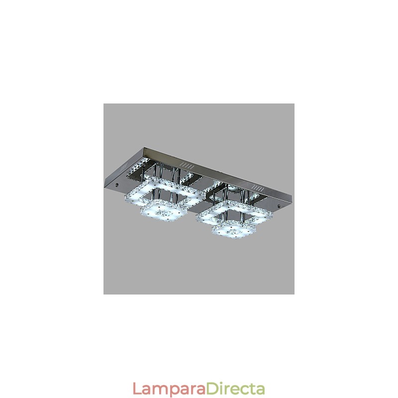 Lámpara de techo moderna contemporánea de metal cromado y cristal