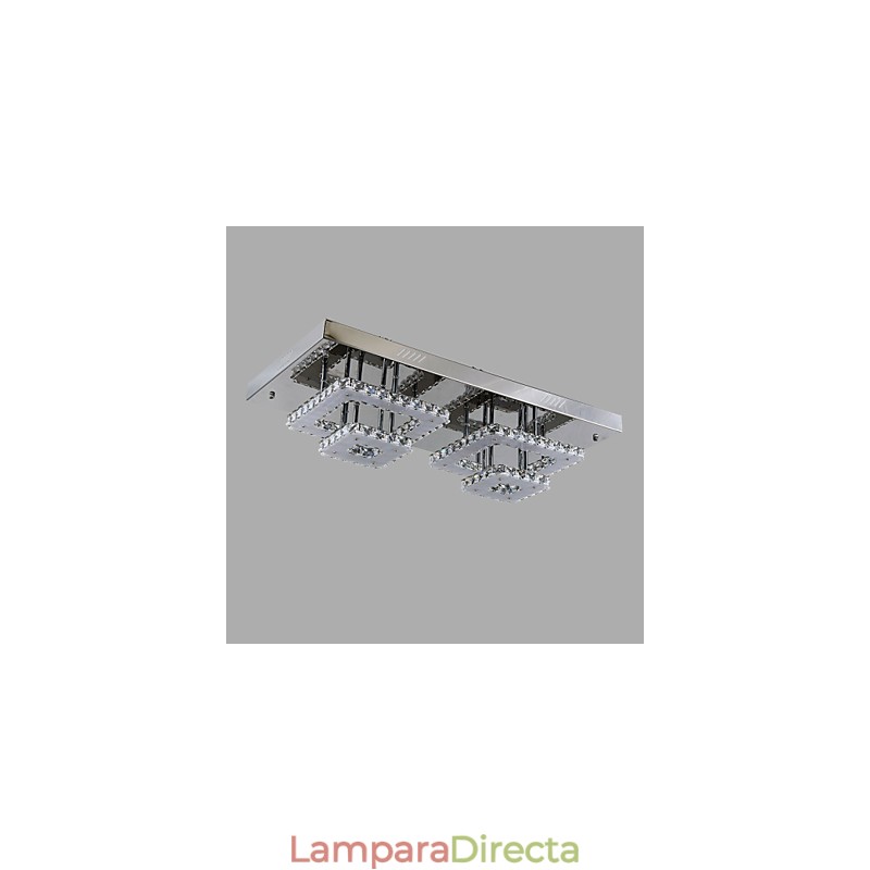 Lámpara de techo moderna contemporánea de metal cromado y cristal
