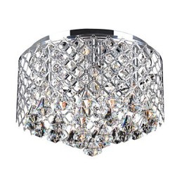 Lámpara de techo contemporánea de cristal con 4 luces y pantalla metálica.