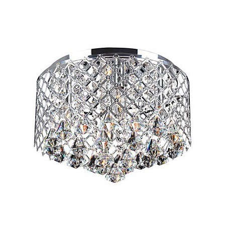 Lámpara de techo contemporánea de cristal con 4 luces y pantalla metálica. Lámpara de techo contemporánea de cristal con 4 luces y pantalla metálica.