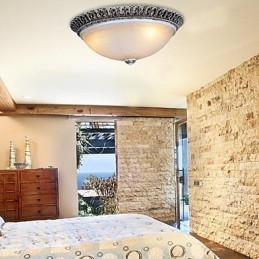 Lámpara de techo de color marrón oscuro con diseño de resina de vidrio tallado, estilo clásico europeo