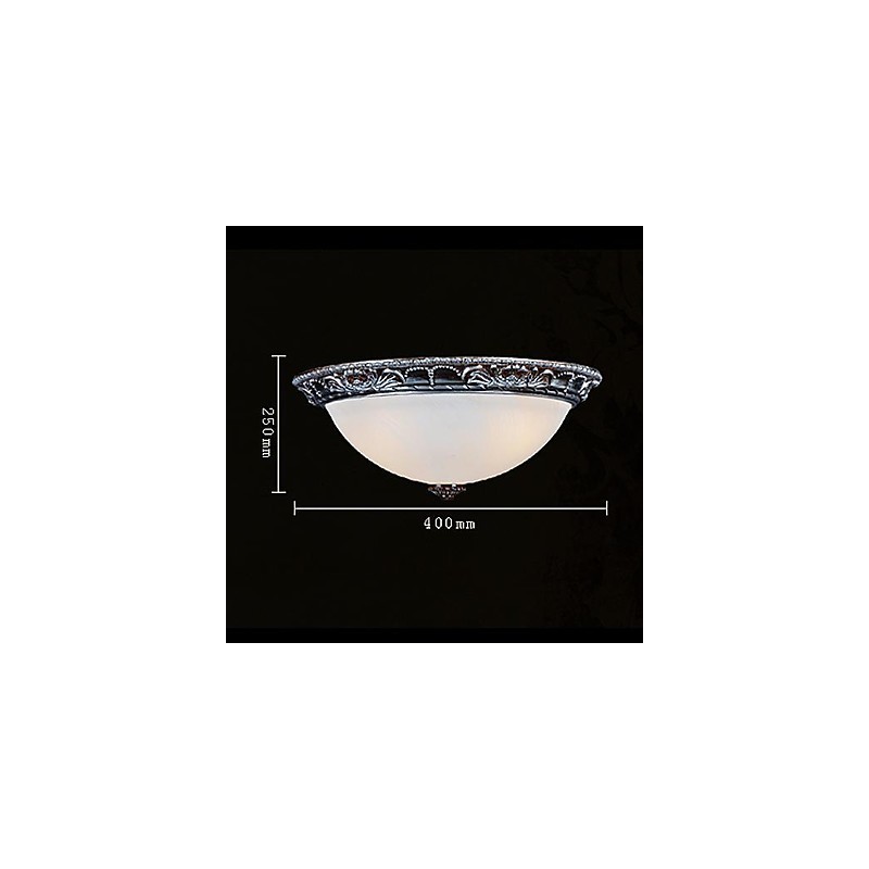 Lámpara de techo de cristal, resina, talla plateada, estilo retro europeo clásico.