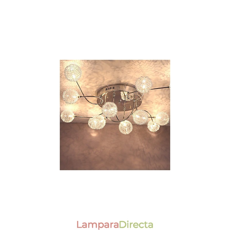 Lámpara empotrada de hierro G4 de 12 luces con pantallas de aluminio