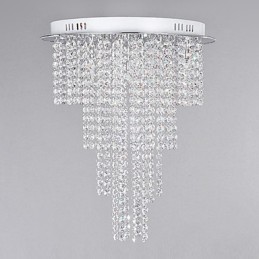 Lámpara de techo de cristal de 8 luces, contemporánea, de metal galvanizado
