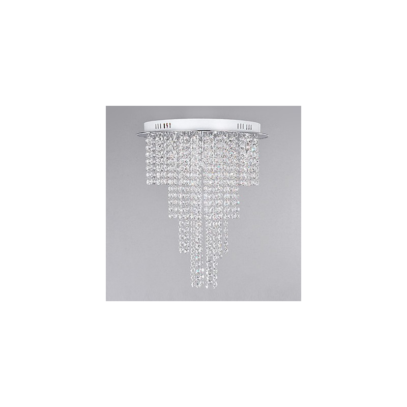 Lámpara de techo de cristal de 8 luces, contemporánea, de metal galvanizado