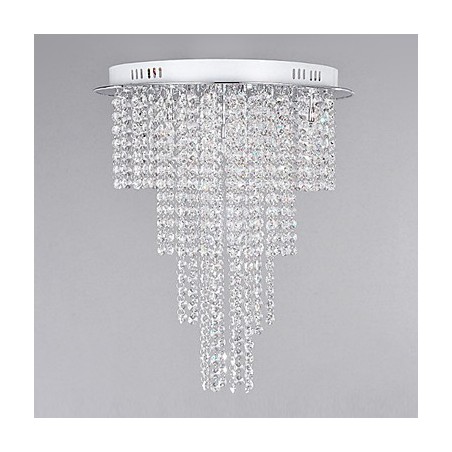 Lámpara de techo de cristal de 8 luces, contemporánea, de metal galvanizado Lámpara de techo de cristal de 8 luces, contemporánea, de metal galvanizado