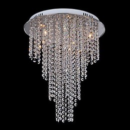 Lámpara de techo de cristal de 8 luces, contemporánea, de metal galvanizado