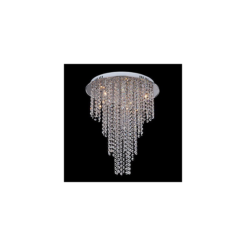 Lámpara de techo de cristal de 8 luces, contemporánea, de metal galvanizado