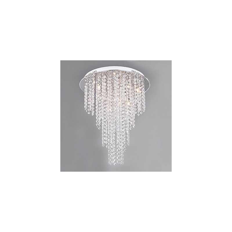 Lámpara de techo de cristal de 8 luces, contemporánea, de metal galvanizado