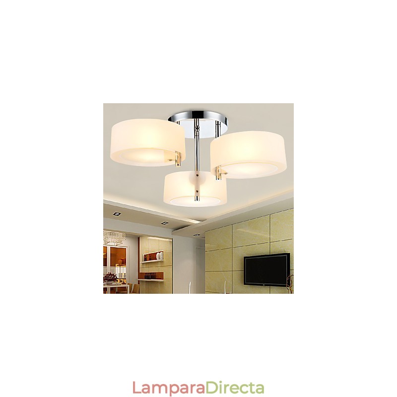 Lámpara de techo moderna contemporánea de 3 luces de metal con montaje empotrado