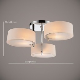 Lámpara de techo moderna contemporánea de 3 luces de metal con montaje empotrado