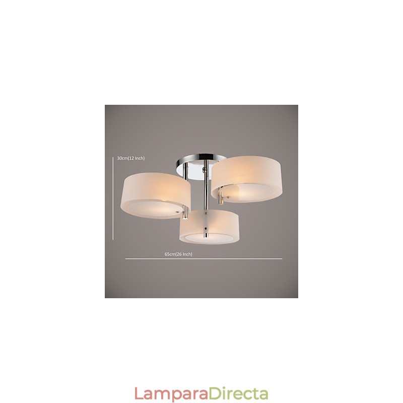 Lámpara de techo moderna contemporánea de 3 luces de metal con montaje empotrado