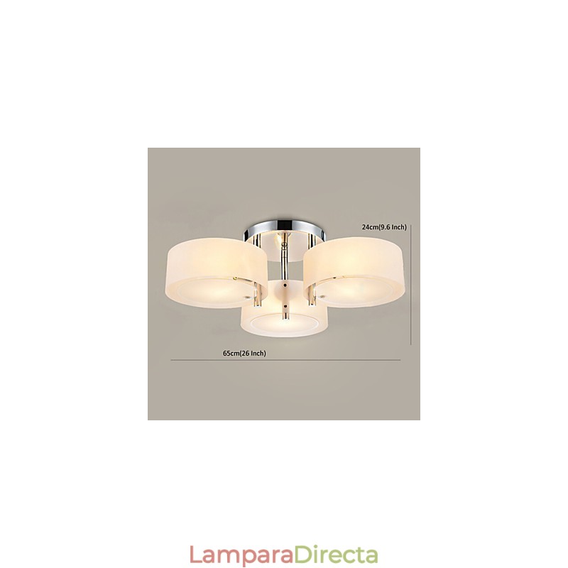 Lámpara de techo moderna contemporánea de 3 luces de metal con montaje empotrado