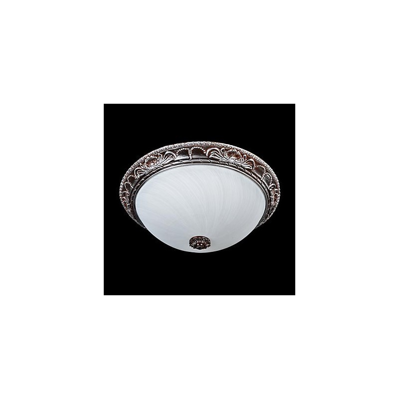 Lámpara de techo de cristal, resina, talla plateada, estilo retro europeo clásico.