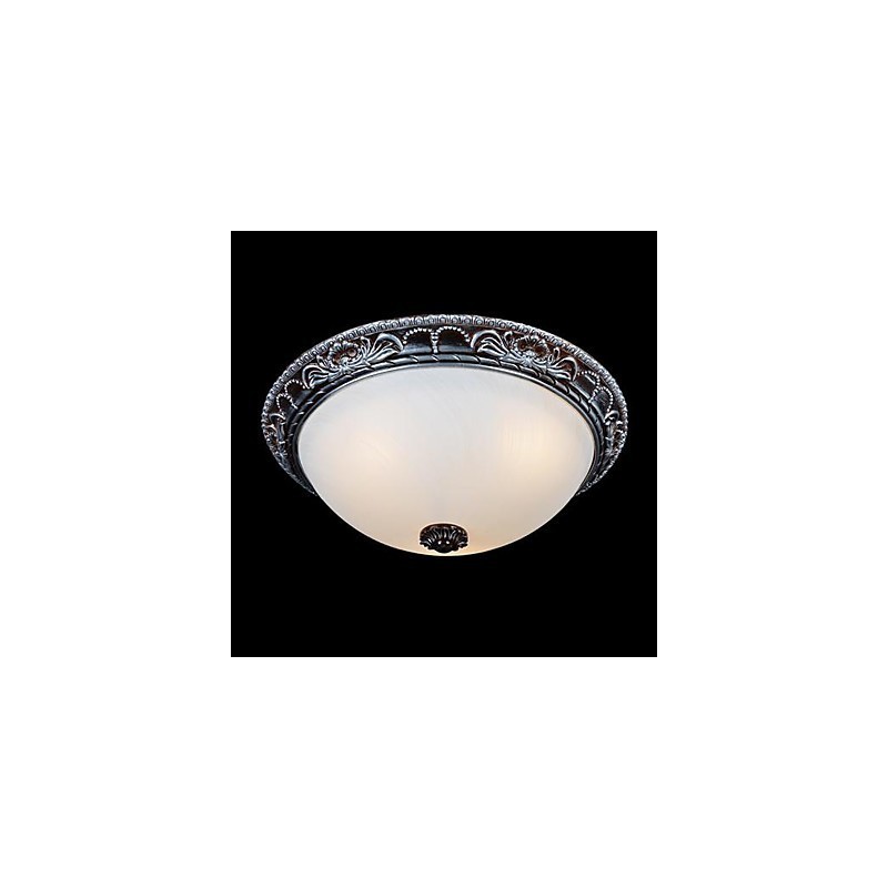 Lámpara de techo de cristal, resina, talla plateada, estilo retro europeo clásico.