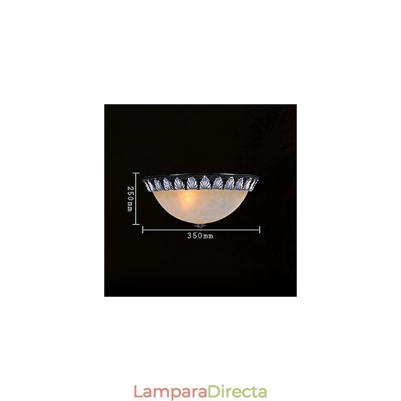Lámpara de techo empotrada con patrón de vidrio, resina, talla plateada, estilo clásico europeo