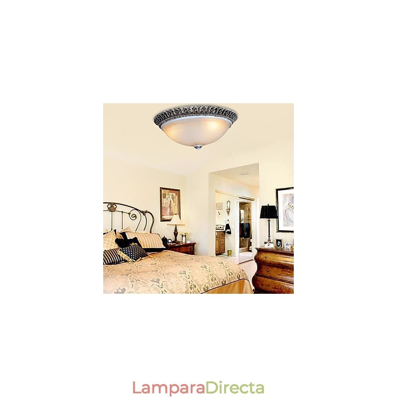 Lámpara de techo de color marrón oscuro con diseño de resina de vidrio tallado, estilo clásico europeo