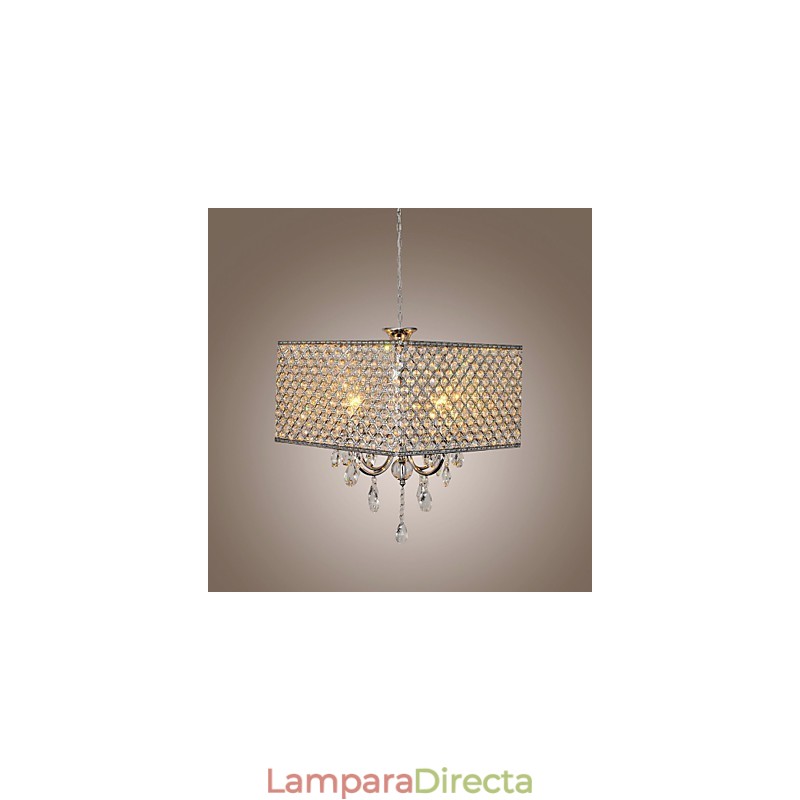 Lámpara de araña de metal con pintura de cristal de tambor contemporánea moderna