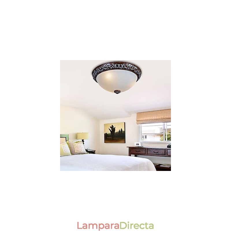 Lámpara de techo de cristal, resina, talla plateada, estilo clásico europeo