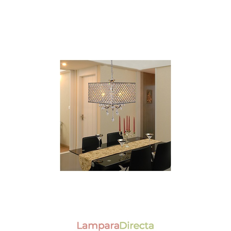Lámpara de araña de metal con pintura de cristal de tambor contemporánea moderna