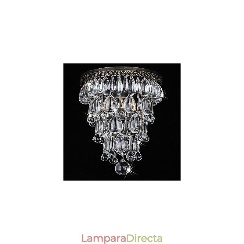 Lámpara de techo de cristal de 1 luz, estilo vintage, de hierro galvanizado