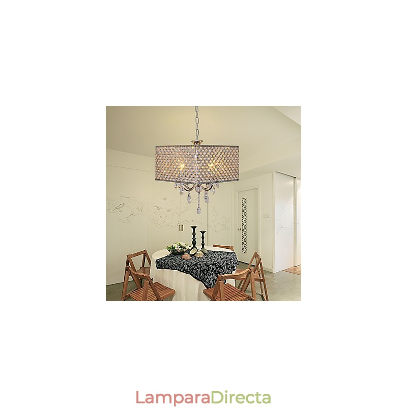 Lámpara de araña de metal con pintura de cristal de tambor contemporánea moderna