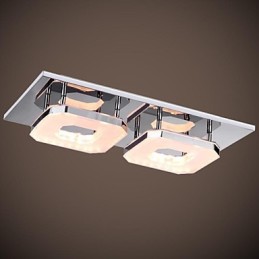 Lámpara empotrada de acrílico de 16 W, 2 luces, moderna, galvanizada en acero inoxidable