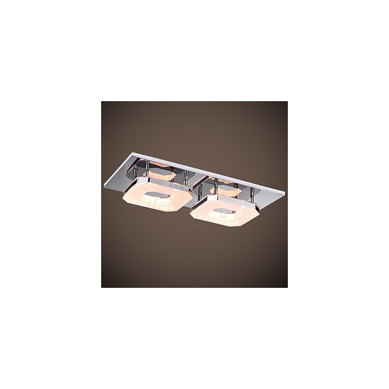 Lámpara empotrada de acrílico de 16 W, 2 luces, moderna, galvanizada en acero inoxidable