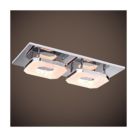 Lámpara empotrada de acrílico de 16 W, 2 luces, moderna, galvanizada en acero inoxidable Lámpara empotrada de acrílico de 16 W, 2 luces, moderna, galvanizada en acero inoxidable