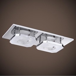 Lámpara empotrada de acrílico de 16 W, 2 luces, moderna, galvanizada en acero inoxidable