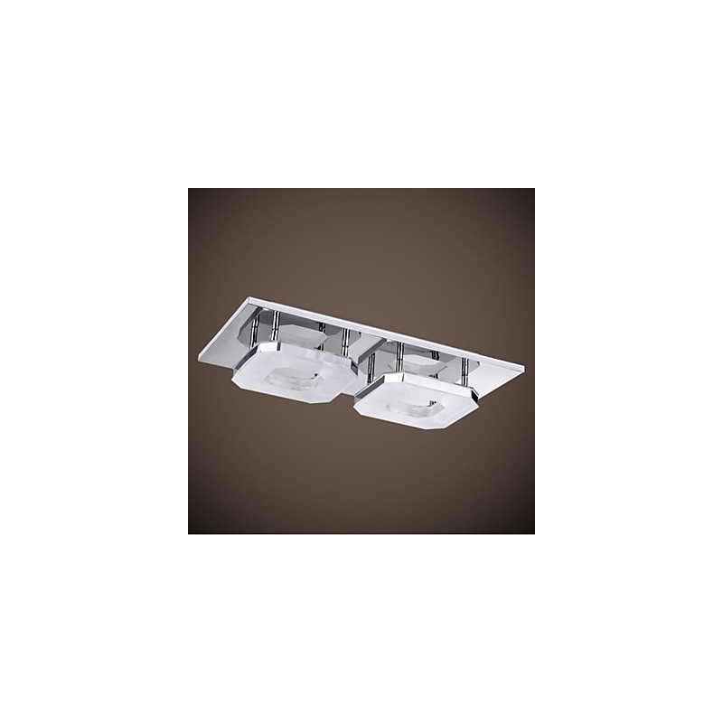 Lámpara empotrada de acrílico de 16 W, 2 luces, moderna, galvanizada en acero inoxidable
