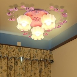 Lámpara creativa, lámpara rural, dulce, rosa, 3 luces absorbentes.