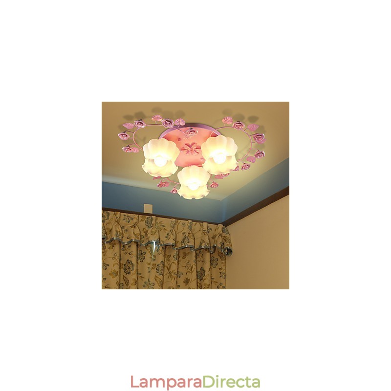 Lámpara creativa, lámpara rural, dulce, rosa, 3 luces absorbentes.