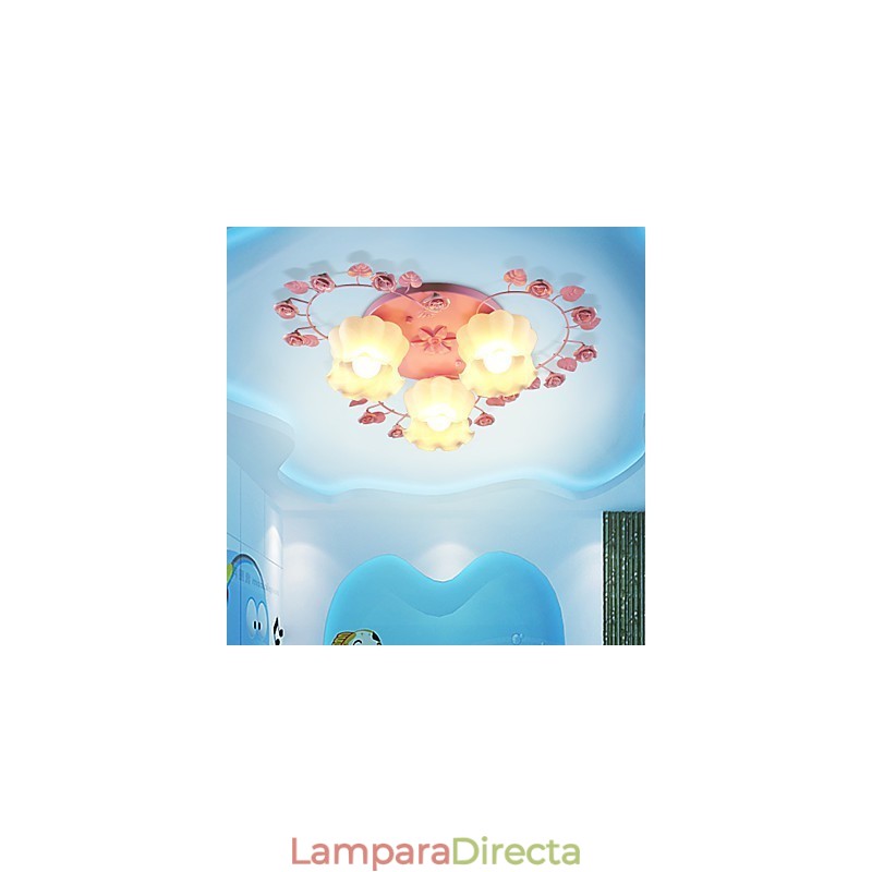 Lámpara creativa, lámpara rural, dulce, rosa, 3 luces absorbentes.