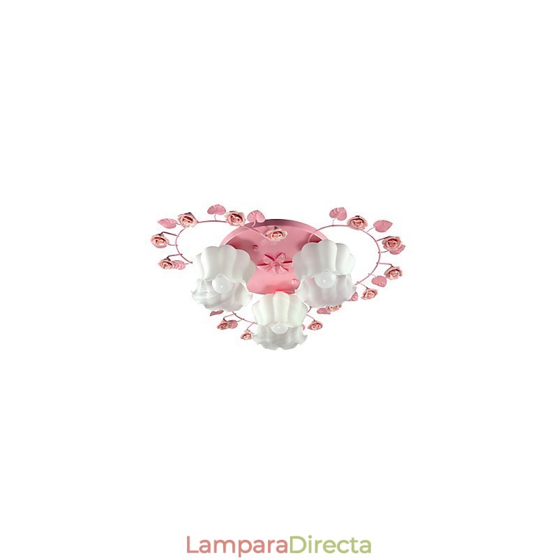 Lámpara creativa, lámpara rural, dulce, rosa, 3 luces absorbentes.