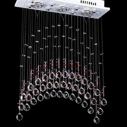 Lámpara de araña de cristal K9 de acero inoxidable con 5 luces y luz transparente