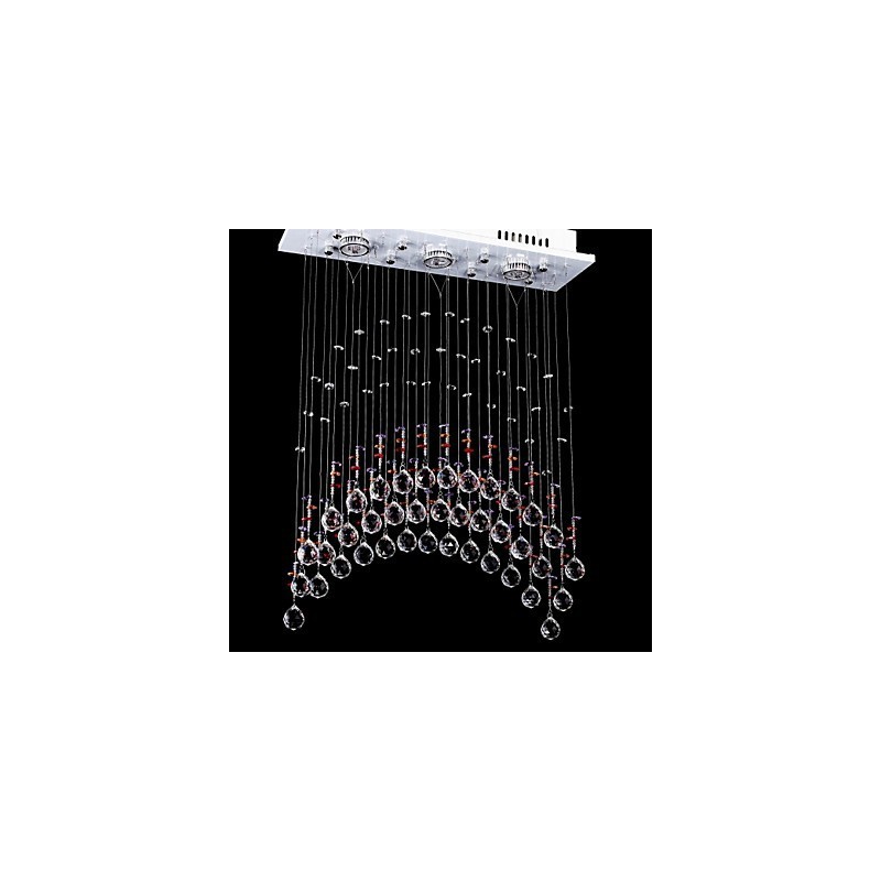Lámpara de araña de cristal K9 de acero inoxidable con 5 luces y luz transparente