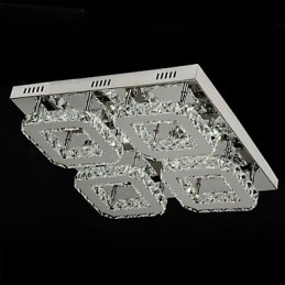 Lámpara de techo moderna contemporánea de metal cromado y cristal