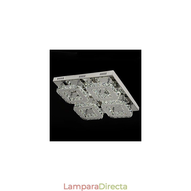 Lámpara de techo moderna contemporánea de metal cromado y cristal