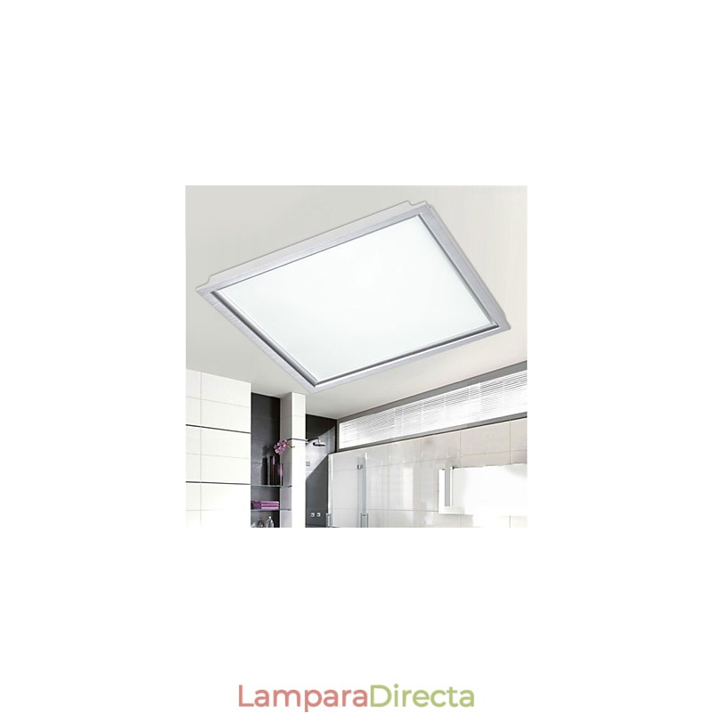 Lámpara de techo integrada con panel y borde blanco