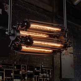 Lámpara de araña de metal galvanizado estilo rústico retro mini