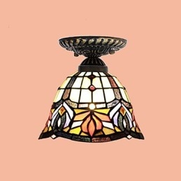 Lámpara de cúpula absorbente de vidrio emplomado de artes creativas rurales europeas