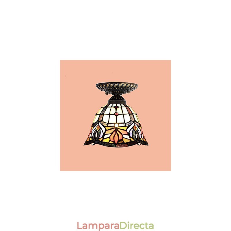 Lámpara de cúpula absorbente de vidrio emplomado de artes creativas rurales europeas
