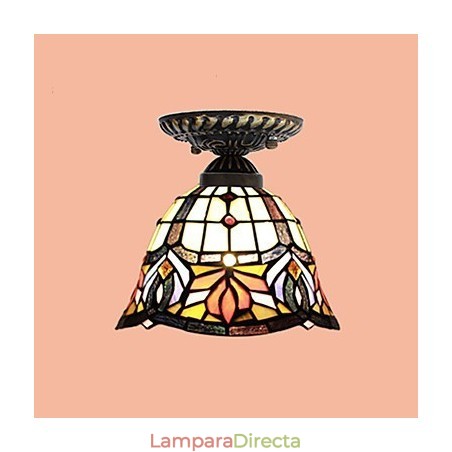 Lámpara de cúpula absorbente de vidrio emplomado de artes creativas rurales europeas Lámpara de cúpula absorbente de vidrio emplomado de artes creativas rurales europeas