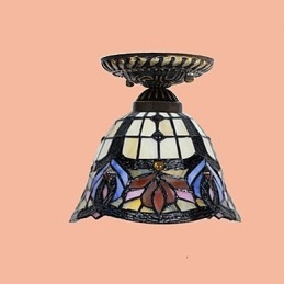 Lámpara de cúpula absorbente de vidrio emplomado de artes creativas rurales europeas