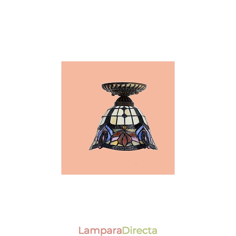 Lámpara de cúpula absorbente de vidrio emplomado de artes creativas rurales europeas