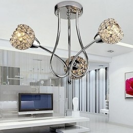 Lámpara colgante empotrada de metal galvanizado con cristal clásico tradicional contemporáneo moderno