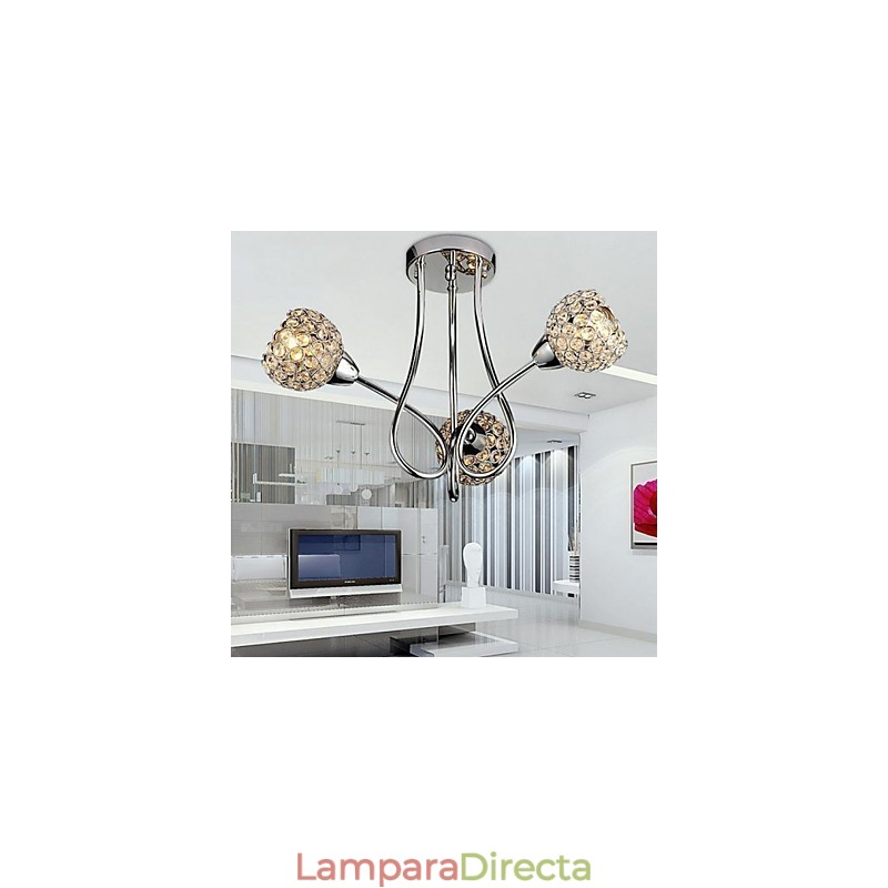 Lámpara colgante empotrada de metal galvanizado con cristal clásico tradicional contemporáneo moderno