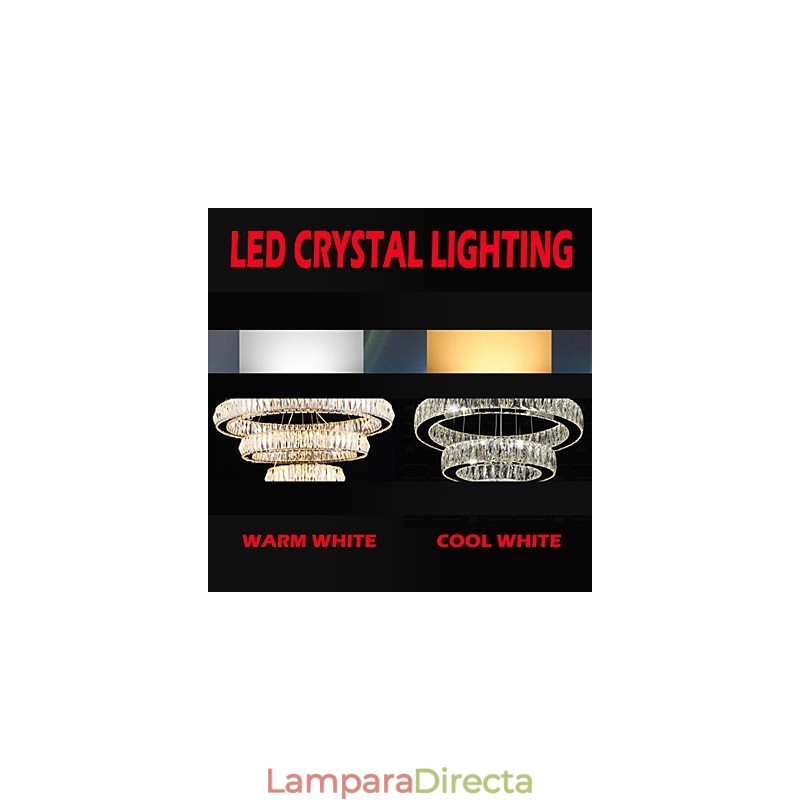 Lámparas de araña de cristal modernas con anillos individuales K9, lámparas de techo de cristal grandes para interiores